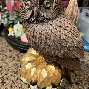 MACKENZIE CHILDS OWL ON PUMPKIN